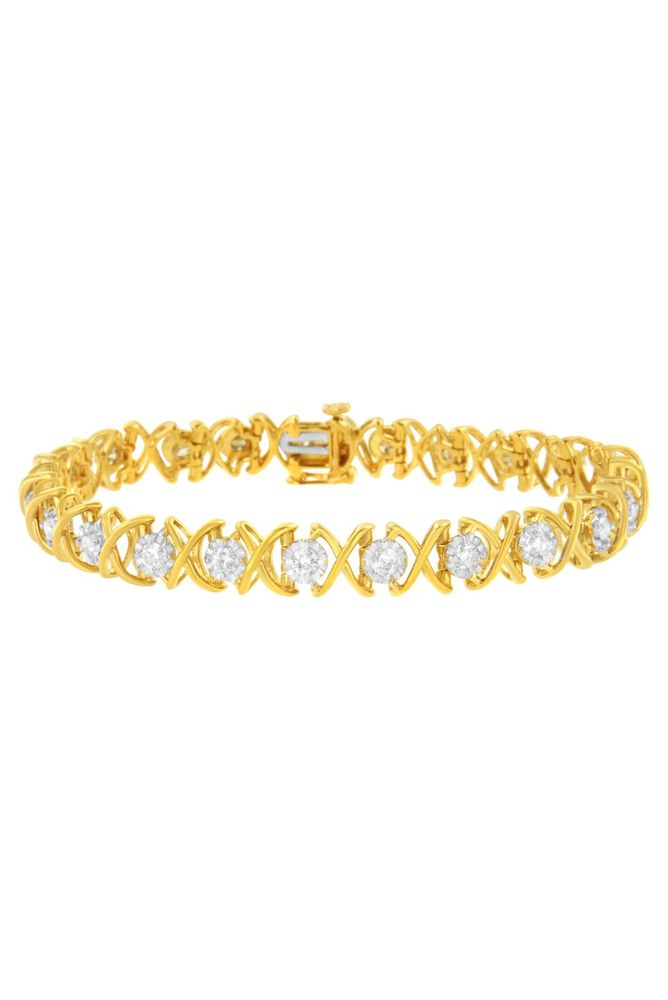 Plated Sterling Silver 2 cttw Diamond "XOXO" Bracelet